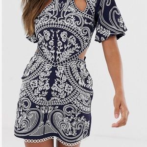 Embroidered Structured Mini Dress